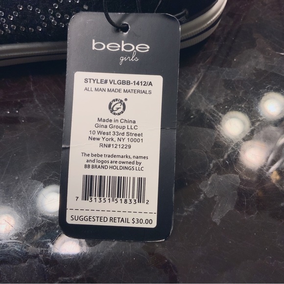 NWT BEBE GIRLS CHARCOAL SNEAKERS BEBE RHINESTONES GLITTERY LACES BEBE CHARM 2/3 - Picture 14 of 16